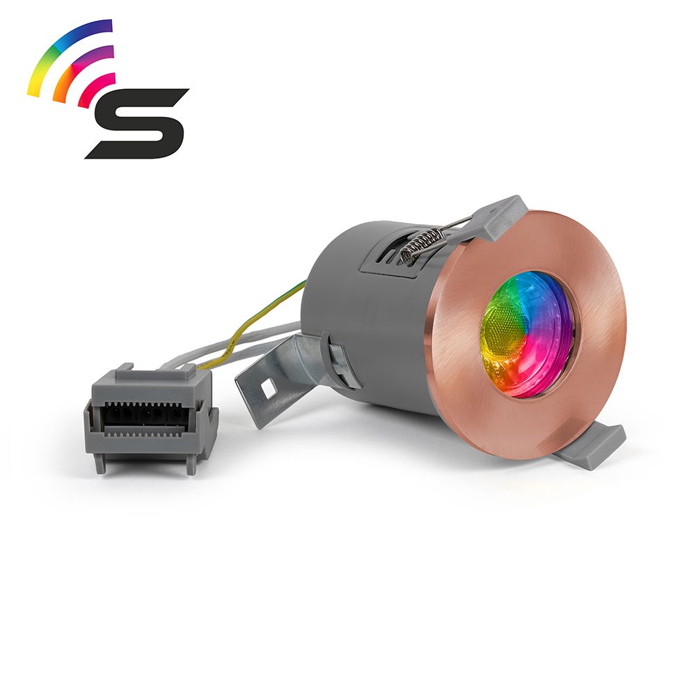Rose Gold Fire Rated Colour Changing Smart LED IP65 Downlight