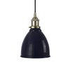Modern Hand Painted Iron Pendant Lights Navy Blue Classic Painted Pendant Light - Brushed Chrome Lamp Holder & Ceiling Rose