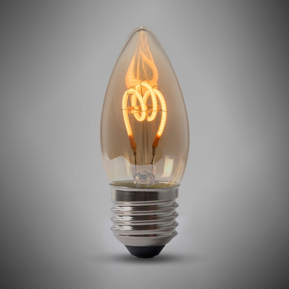 2w E27 ES Vintage Edison Candle LED Light Bulb 1800K T-Spiral Filament Dimmable