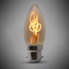 2w B22 Vintage Edison Candle LED Light Bulb 1800K T-Spiral Filament High CRI Dimmable