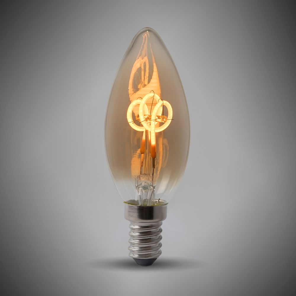 2w E14 SES Vintage Edison Candle LED Light Bulb 1800K T-Spiral Filament High CRI Dimmable