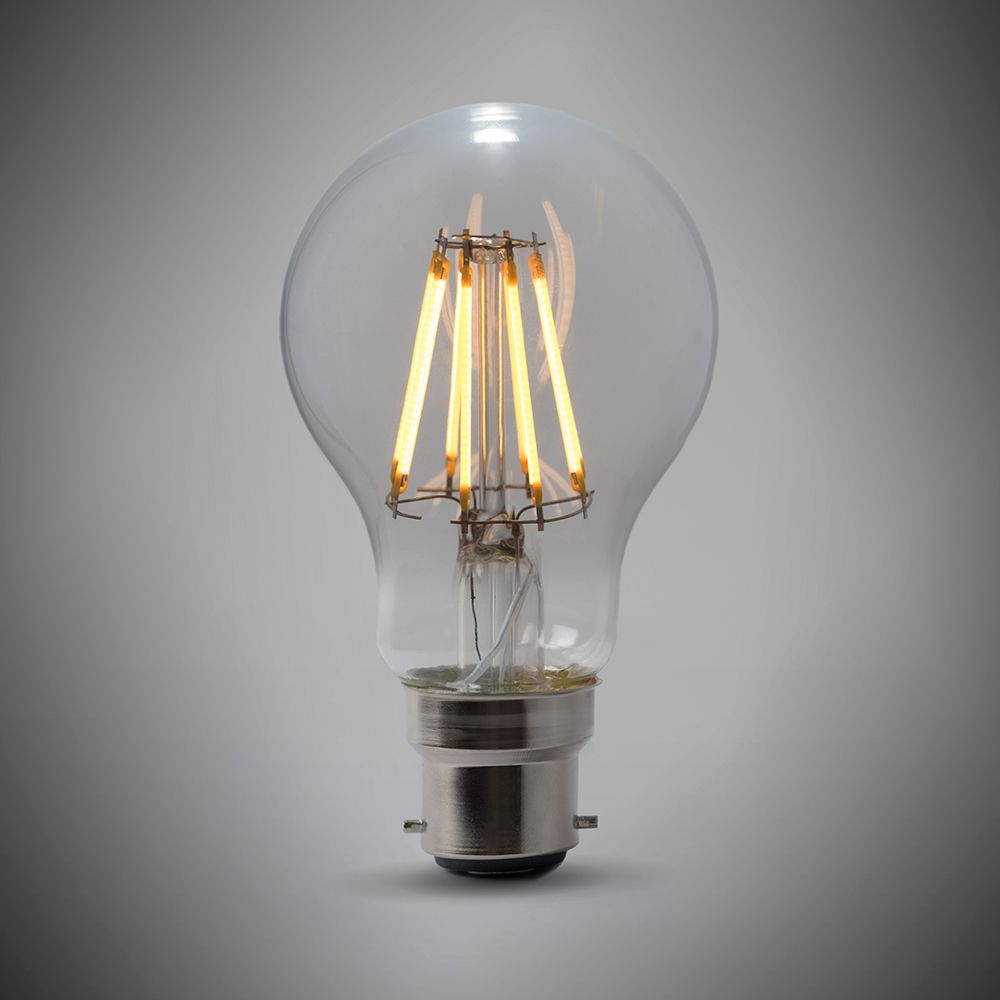 8w B22 GLS LED Light Bulb 3000K Standard Straight Filament High CRI Dimmable