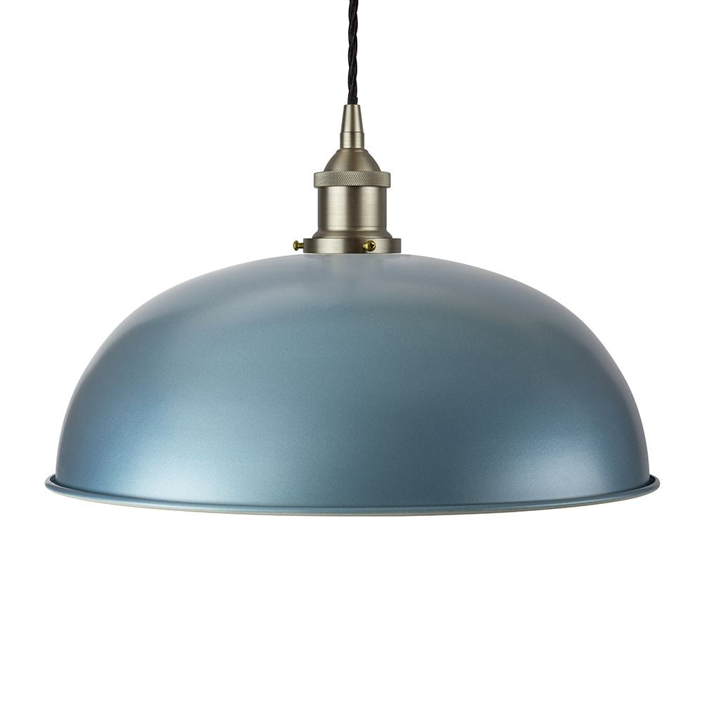 Modern Hand Painted Iron Pendant Lights Racing Blue Worcester Painted Pendant Light - Brushed Chrome Lamp Holder & Ceiling Rose
