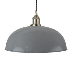 Modern Hand Painted Iron Pendant Lights French Grey Worcester Painted Pendant Light - Brushed Chrome Lamp Holder & Ceiling Rose